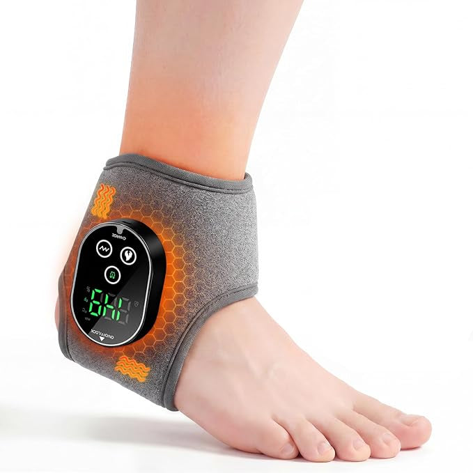 Ankle Brace with Heat & Vibration | Cordless Massager Wrap for Ankle, Foot & Wrist