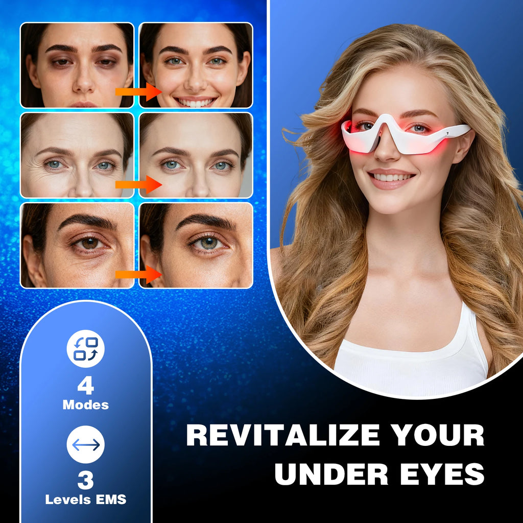 3D Eye Massager | Wireless Red Light & Vibration for Tired Eyes