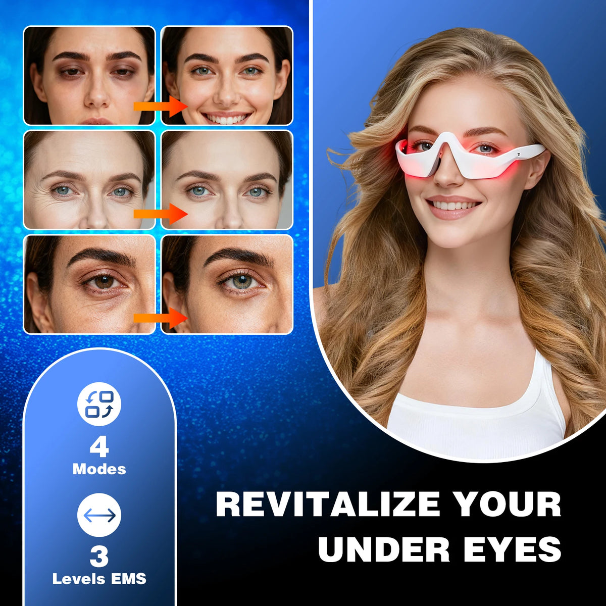 3D Eye Massager | Wireless Red Light & Vibration for Tired Eyes