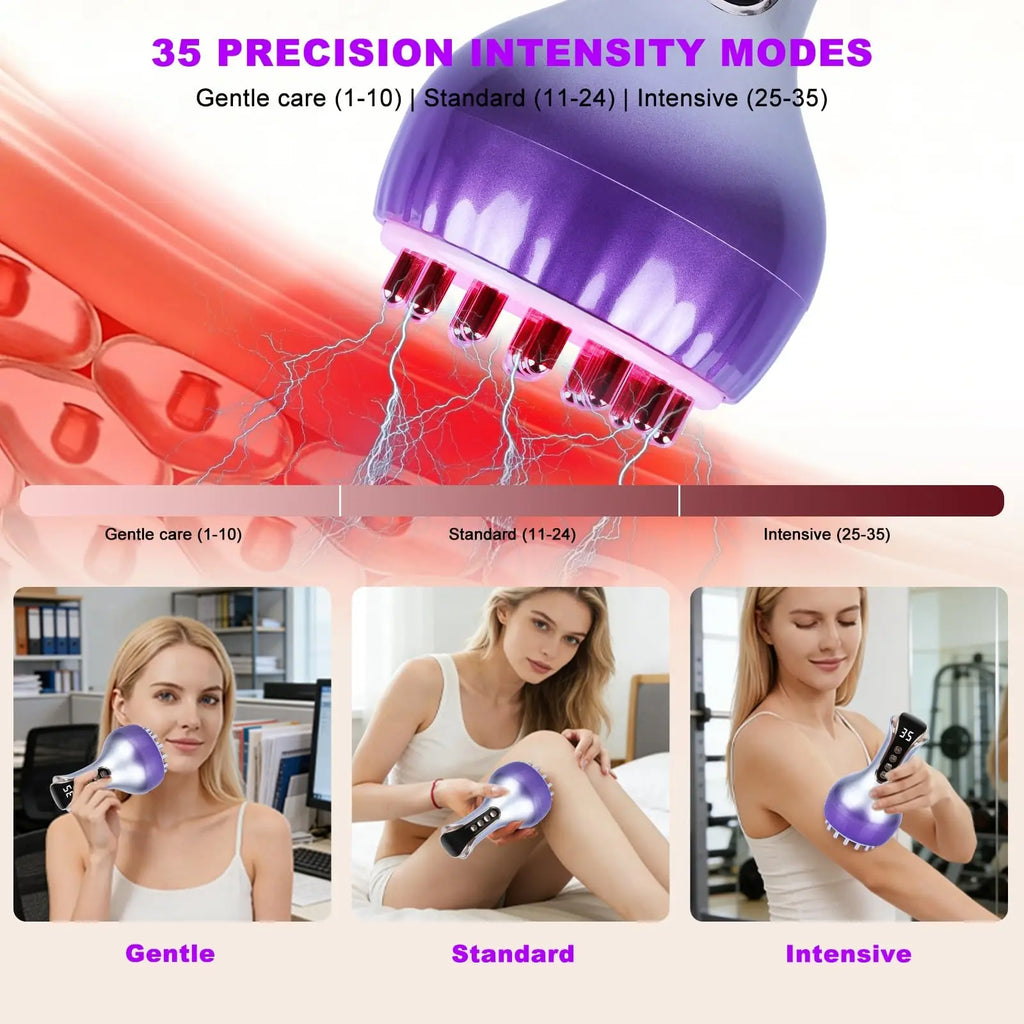 Cordless Handheld Massager | Heat, Vibration & Micro-Pulse, 35 Intensity Levels