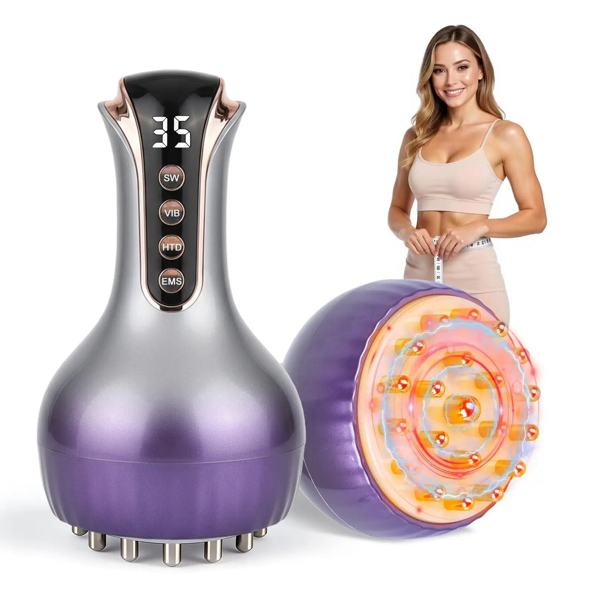 Cordless Handheld Massager | Heat, Vibration & Micro-Pulse, 35 Intensity Levels