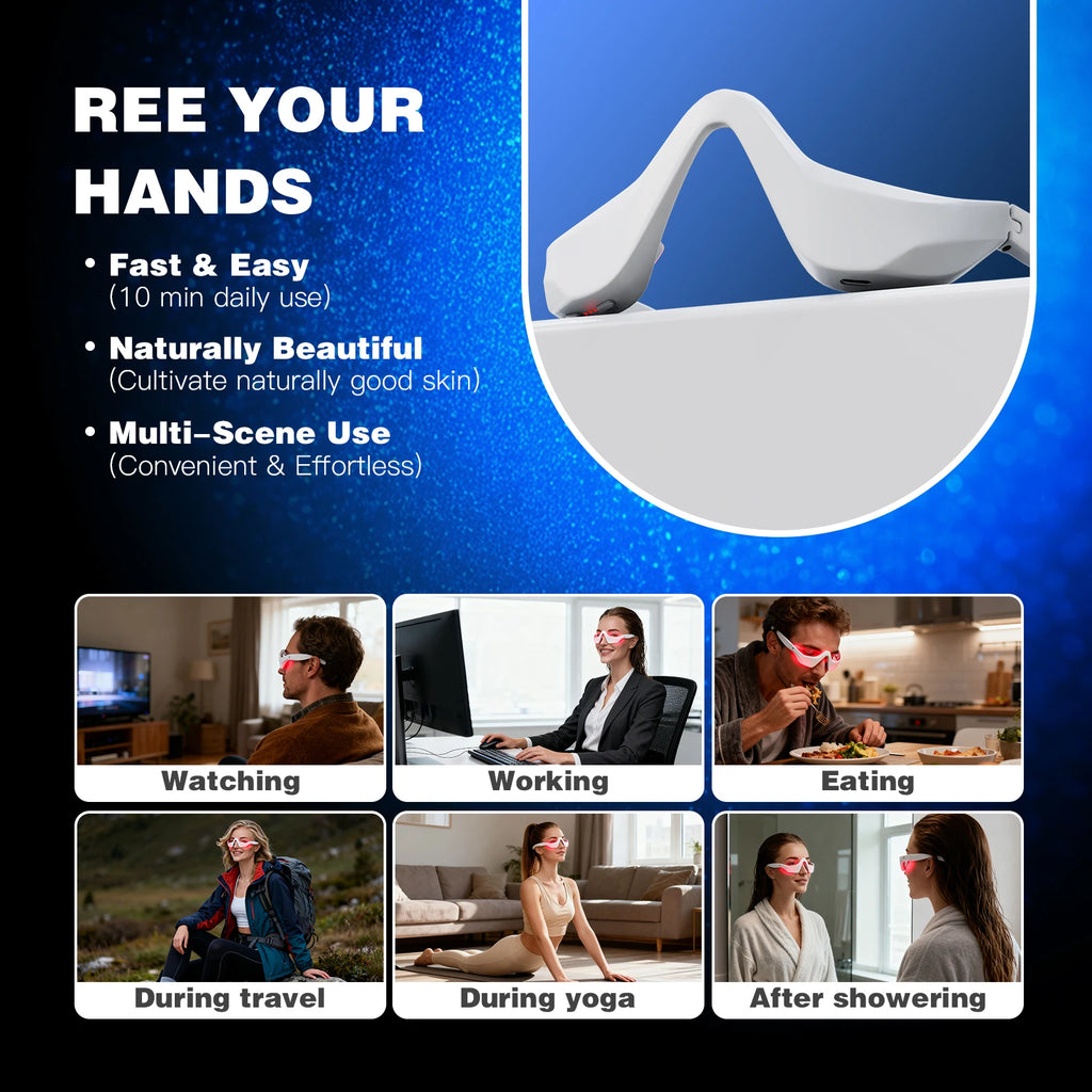 3D Eye Massager | Wireless Red Light & Vibration for Tired Eyes