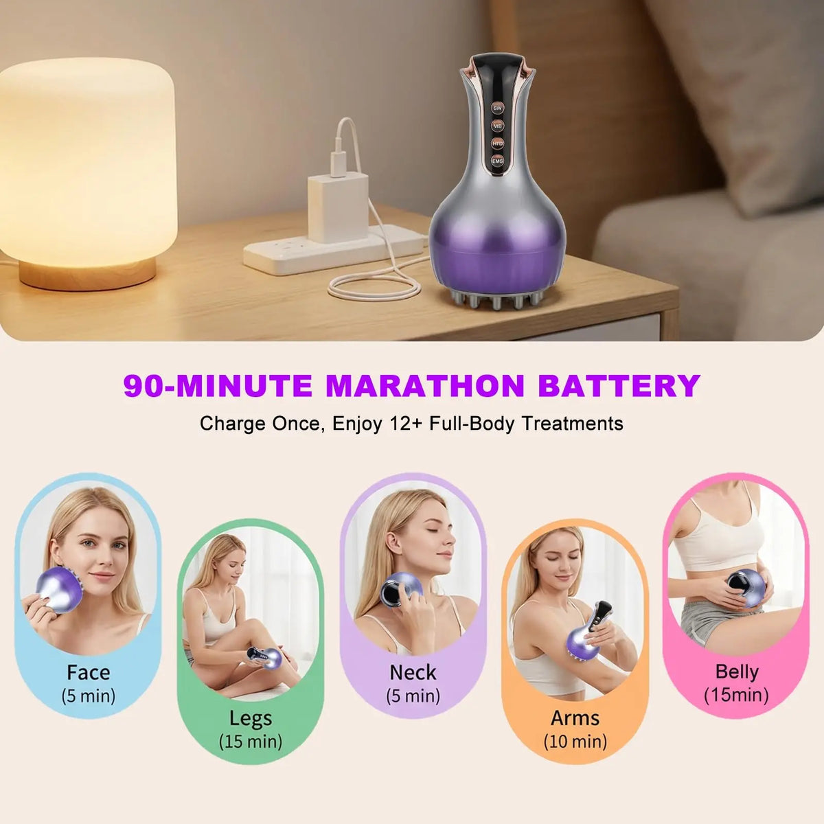 Cordless Handheld Massager | Heat, Vibration & Micro-Pulse, 35 Intensity Levels