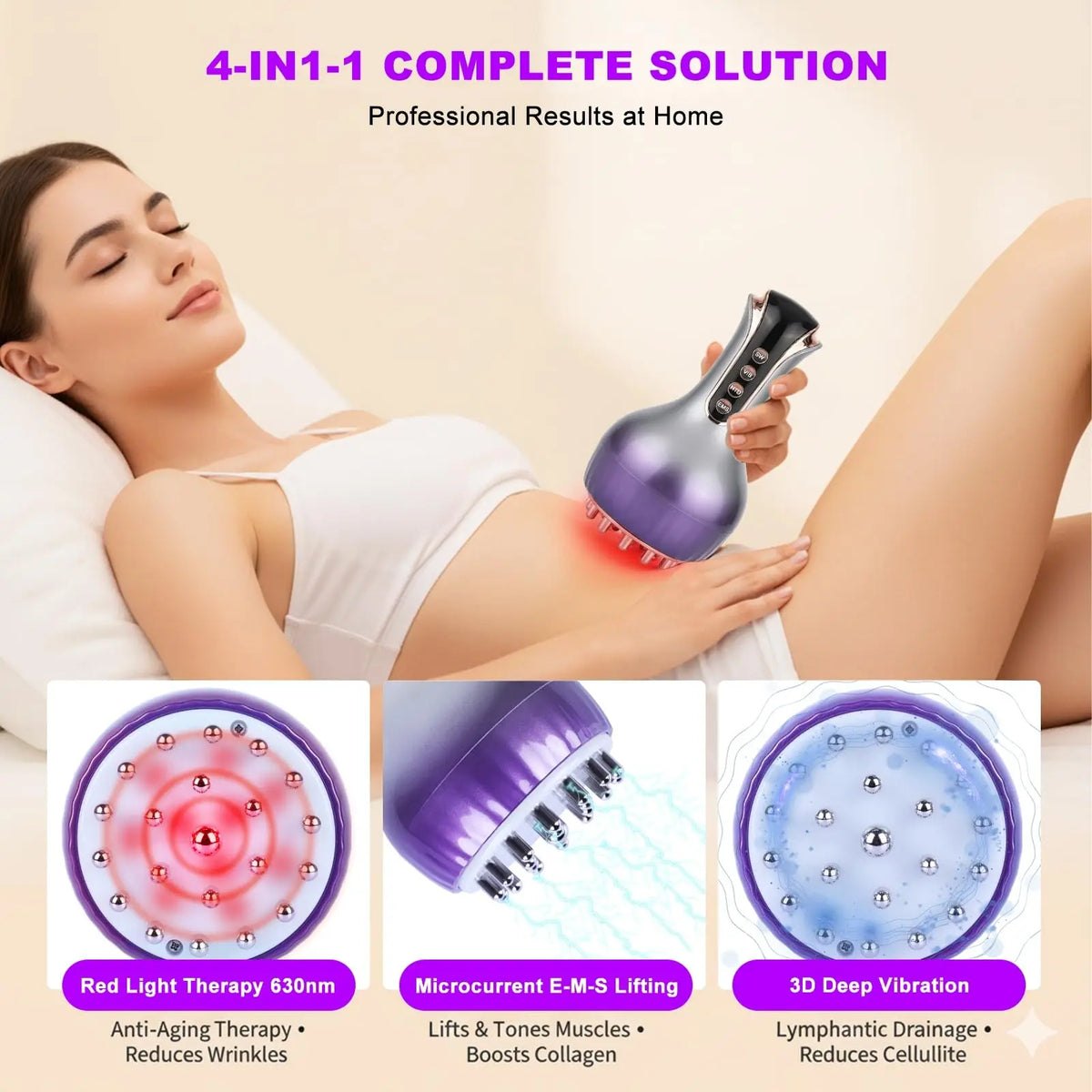 Cordless Handheld Massager | Heat, Vibration & Micro-Pulse, 35 Intensity Levels