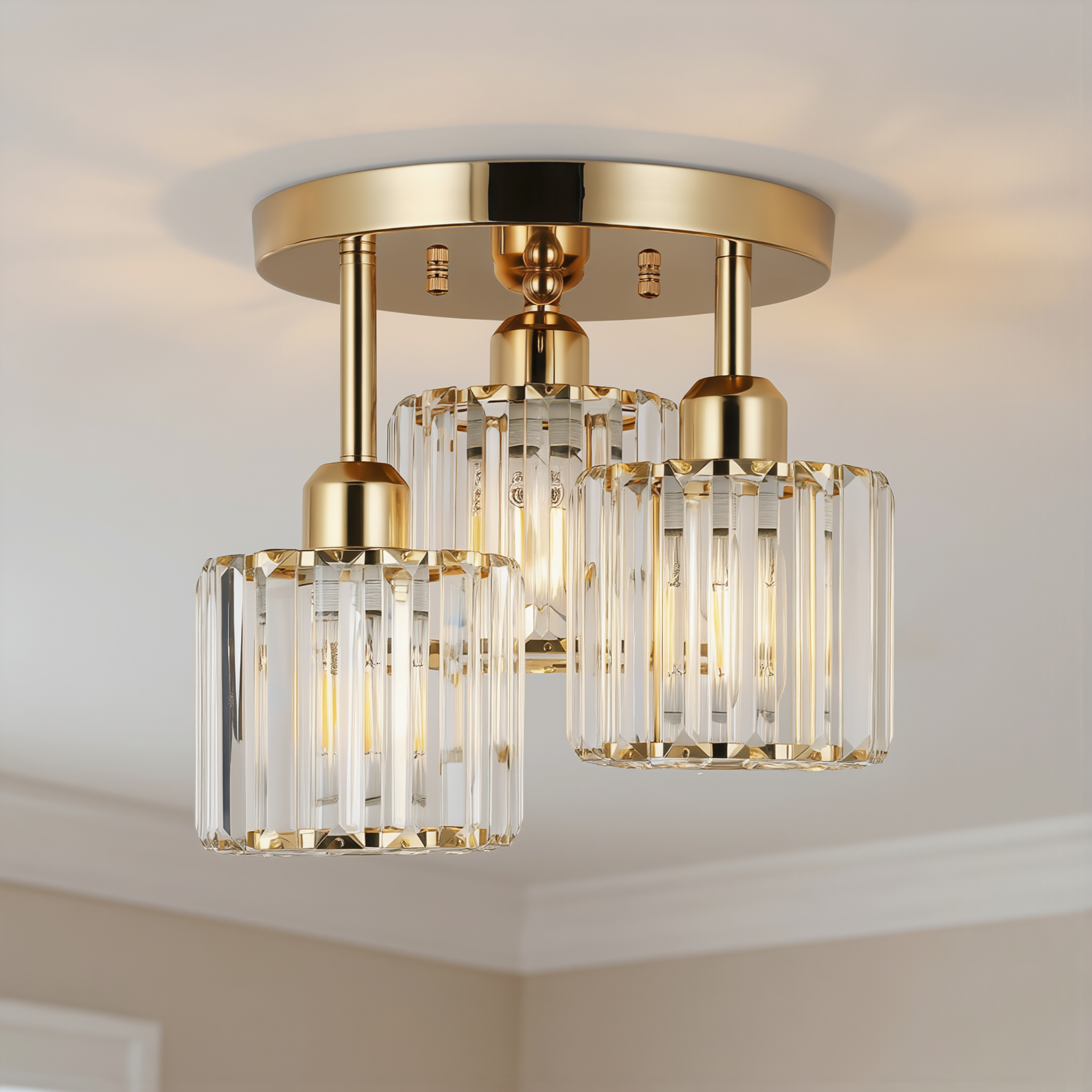 Modern Gold Luxury Crystal Ceiling Light - lifestyle