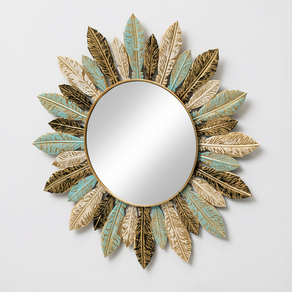 Bohemian Sunburst Metal Wall Mirror - lifestyle