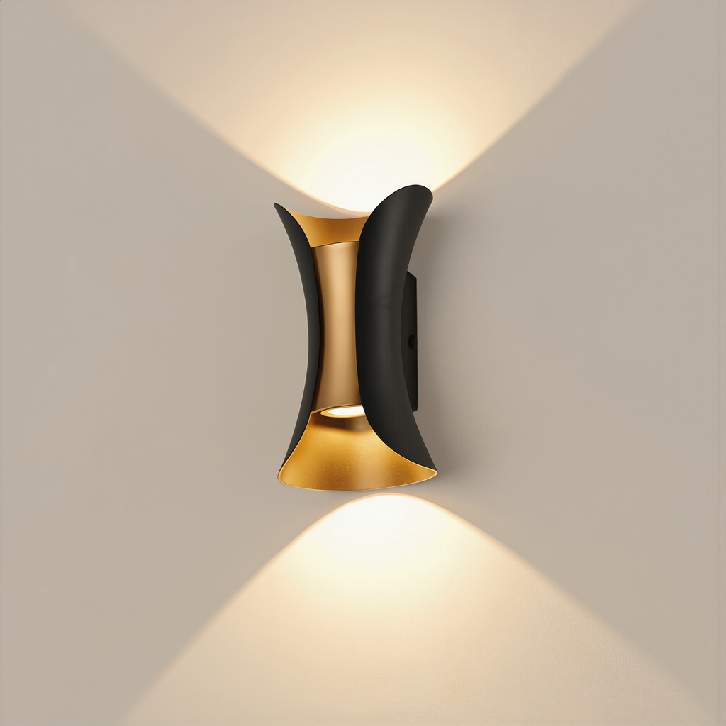 Modern Black & Gold Wall Light - lifestyle