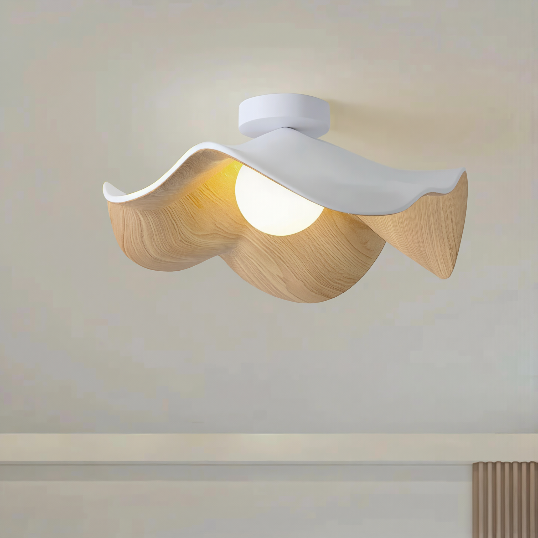 Scandinavian Wooden Lotus Ceiling Light - lifestyle