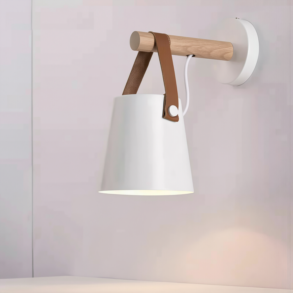 Nordic Wood & Leather Wall Lamp - lifestyle