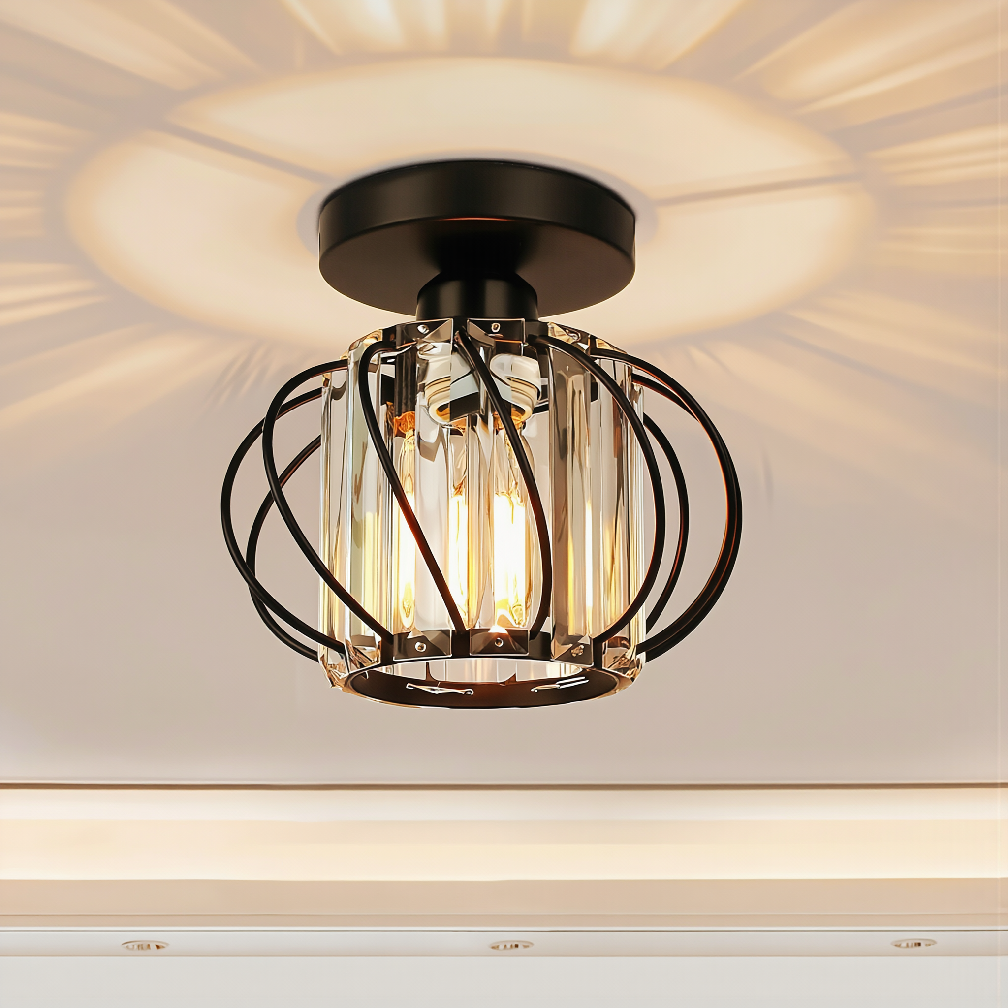Modern Industrial Cage Ceiling Light - lifestyle