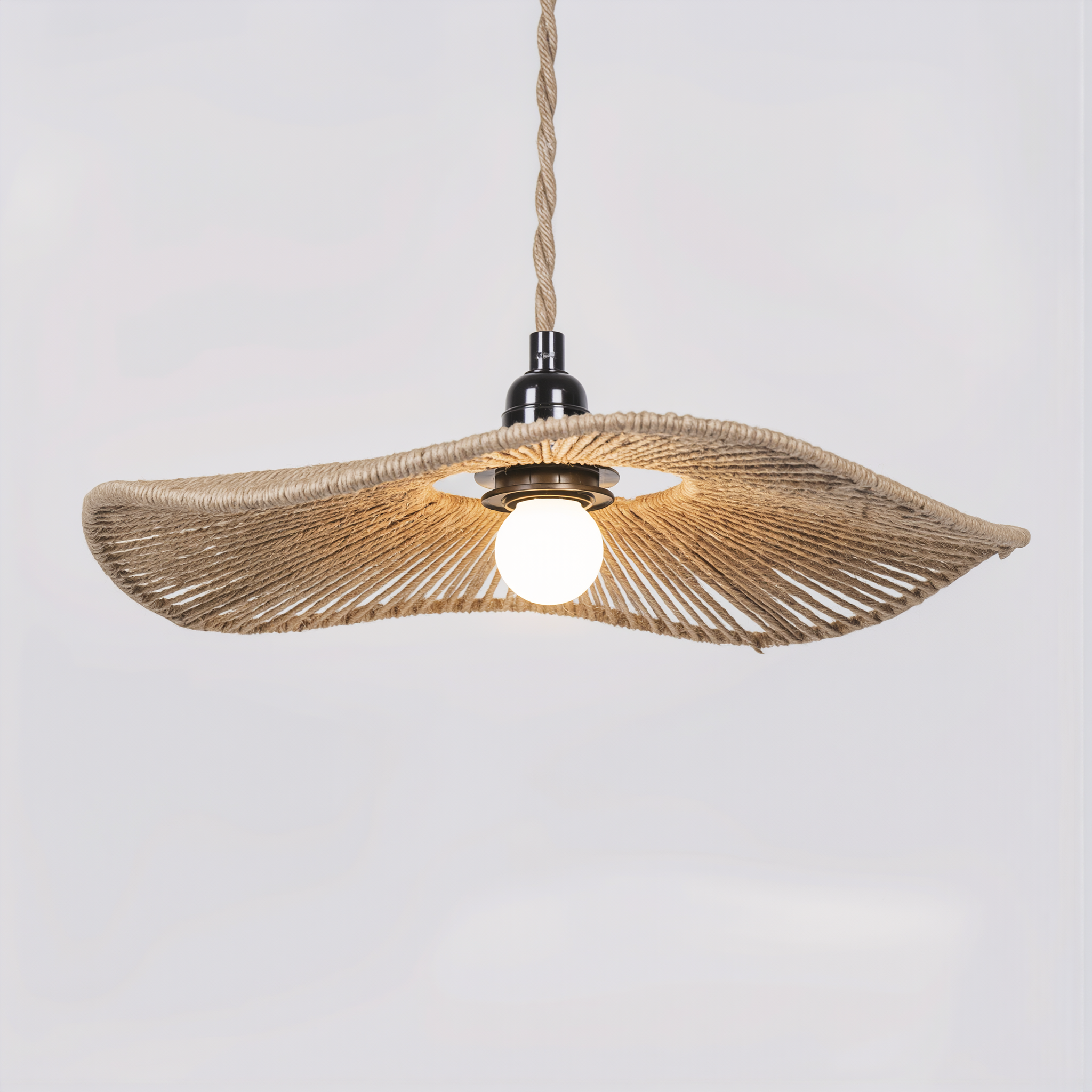 Handwoven Paper Rope Ceiling Light Shade - lifestyle