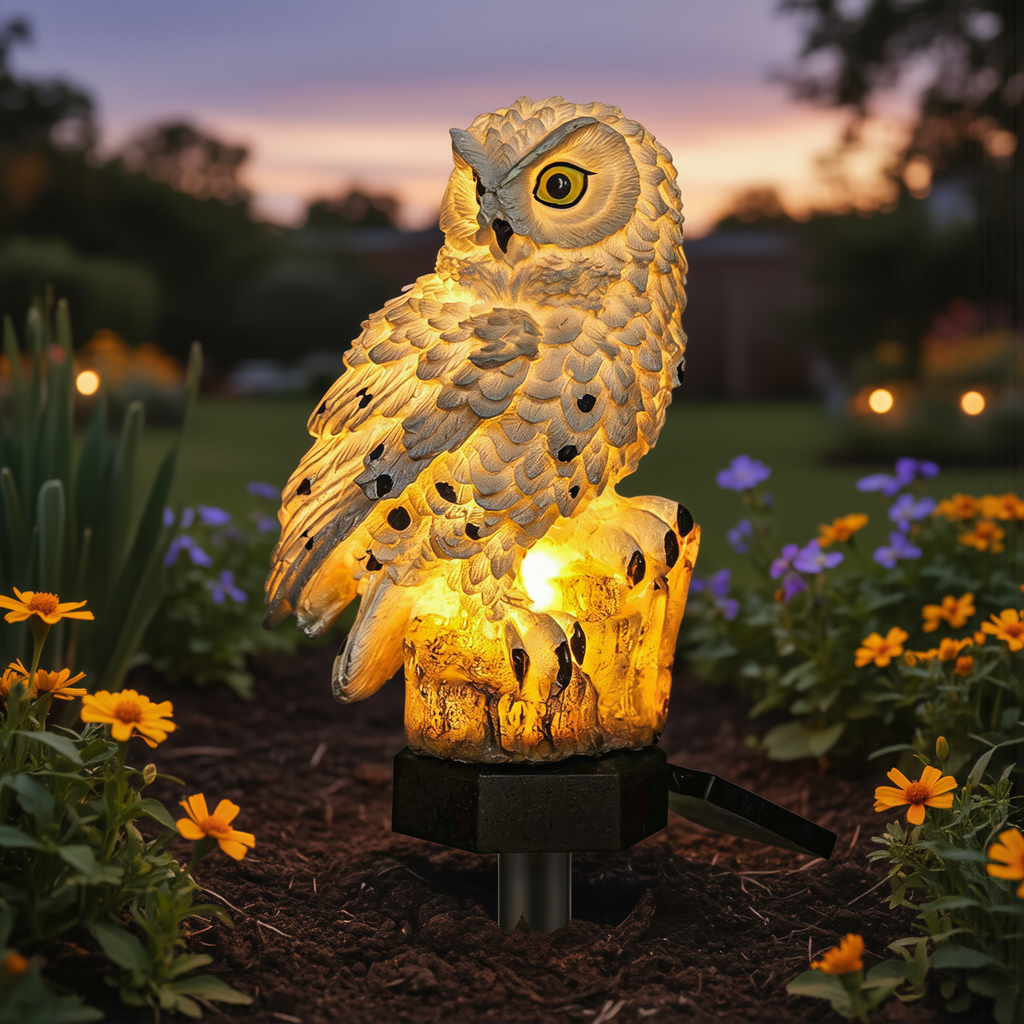 Garden Light Solar Owl Outdoor Pathway Stake Lamp