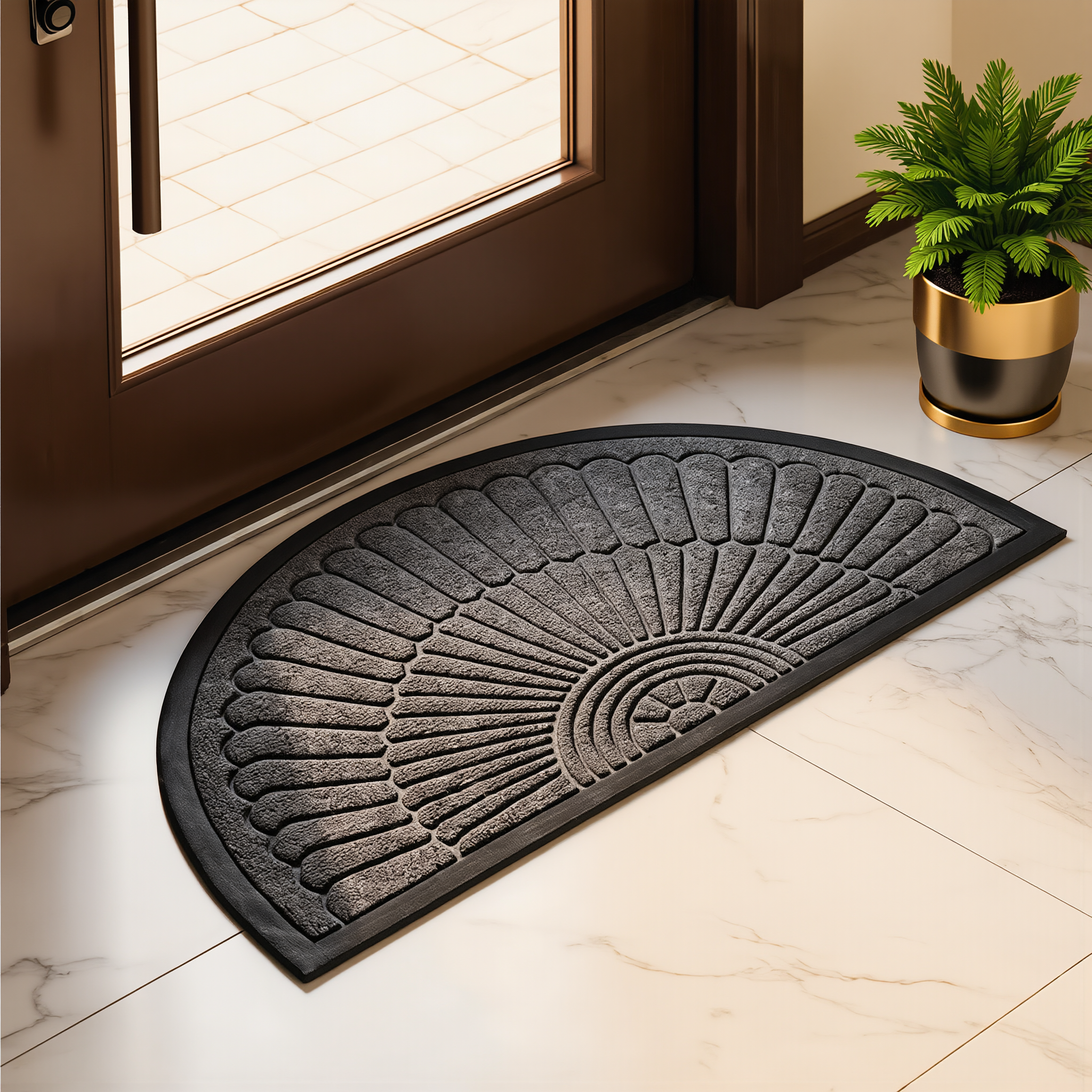 Door Mat Non Slip Rubber Semi Circular Entryway Mat