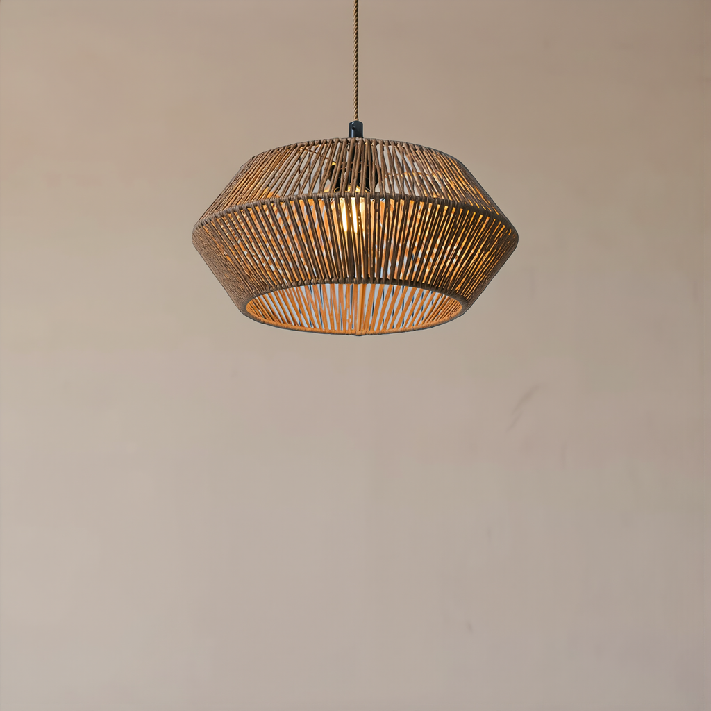 Handwoven Paper Rope Pendant Light Shade - lifestyle