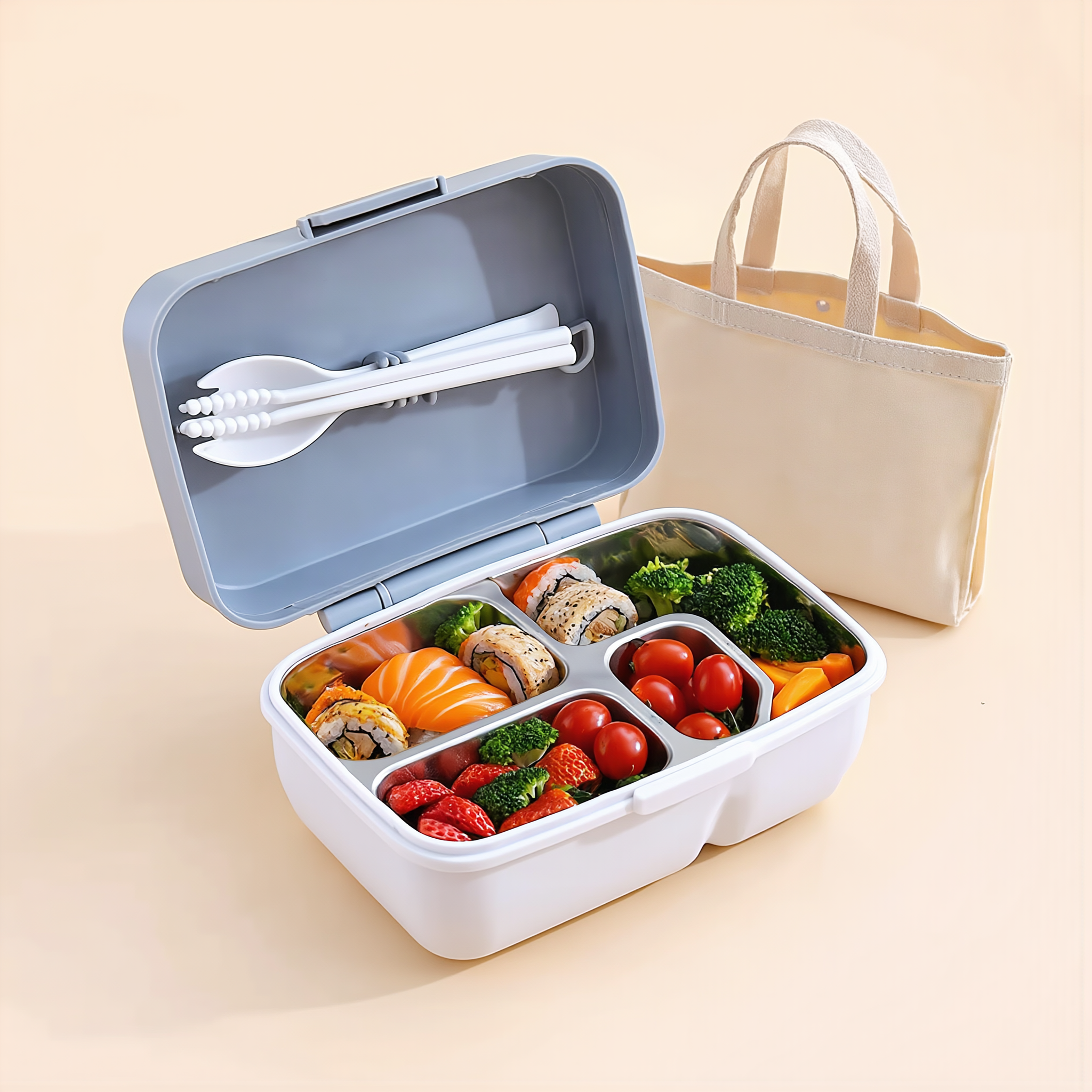 BentoGo Lunch Box | Portable Leak-Proof Bento with Cutlery – Microwave & Dishwasher Safe