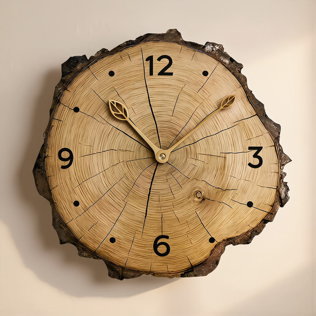Rustic Wood Slice Wall Clock - lifestyle