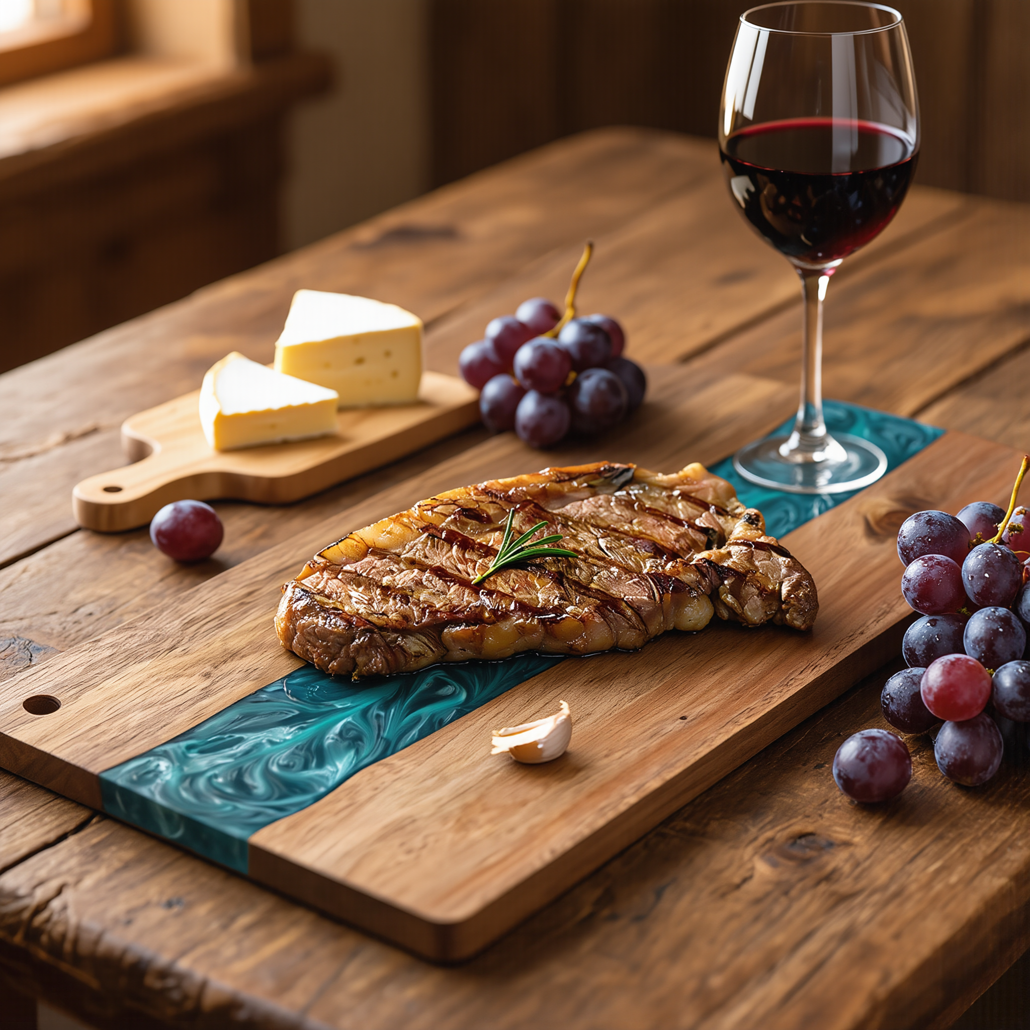 Resin River Cutting Board | Acacia Wood Charcuterie & Cheese Board