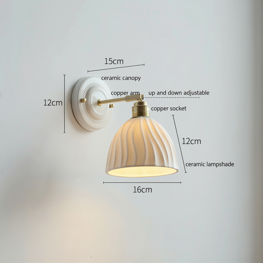 Nordic Cream Ceramic Wall Lamp - lifestyle