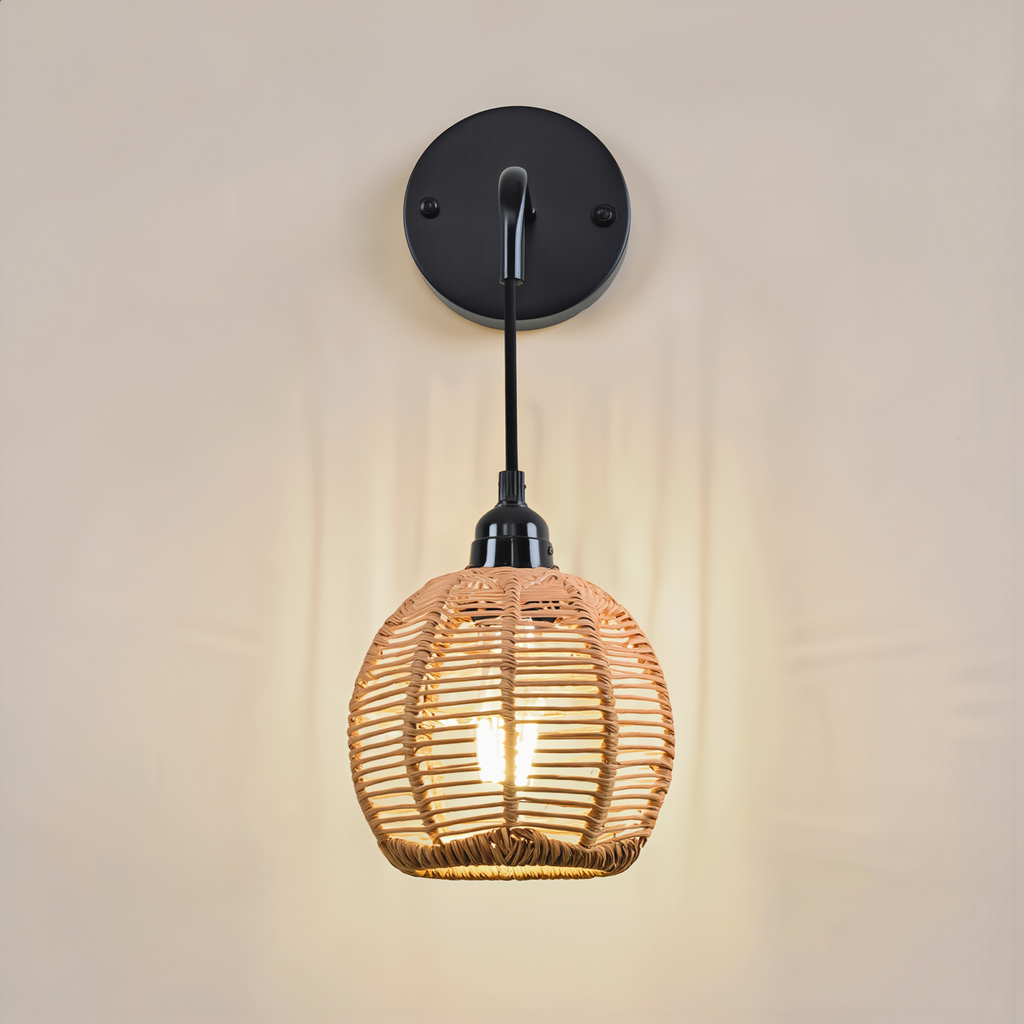 Boho Rattan Wall Lamp - lifestyle