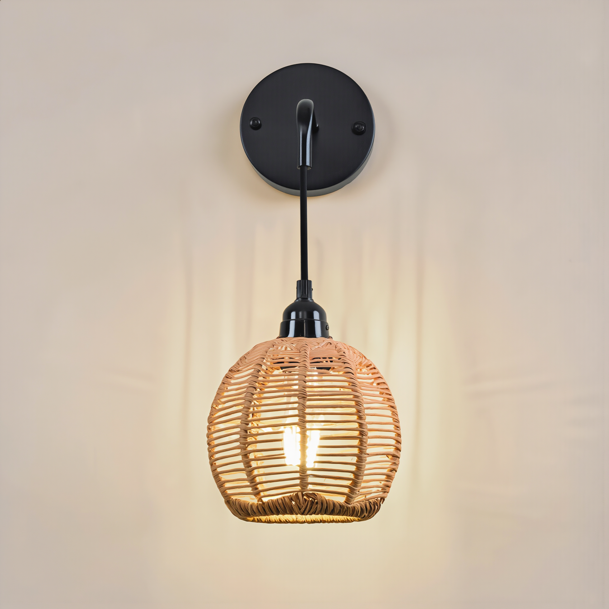 Boho Rattan Wall Lamp - lifestyle