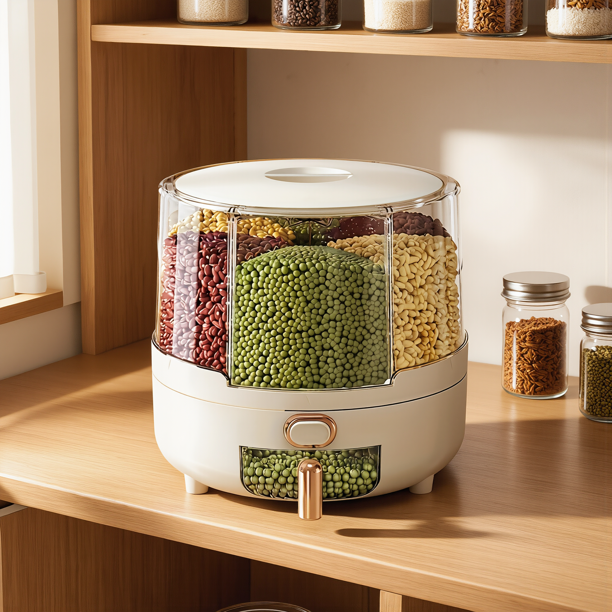 Rotating Airtight Food Storage Container | Large-Capacity Grain & Cereal Dispenser with 360° Design