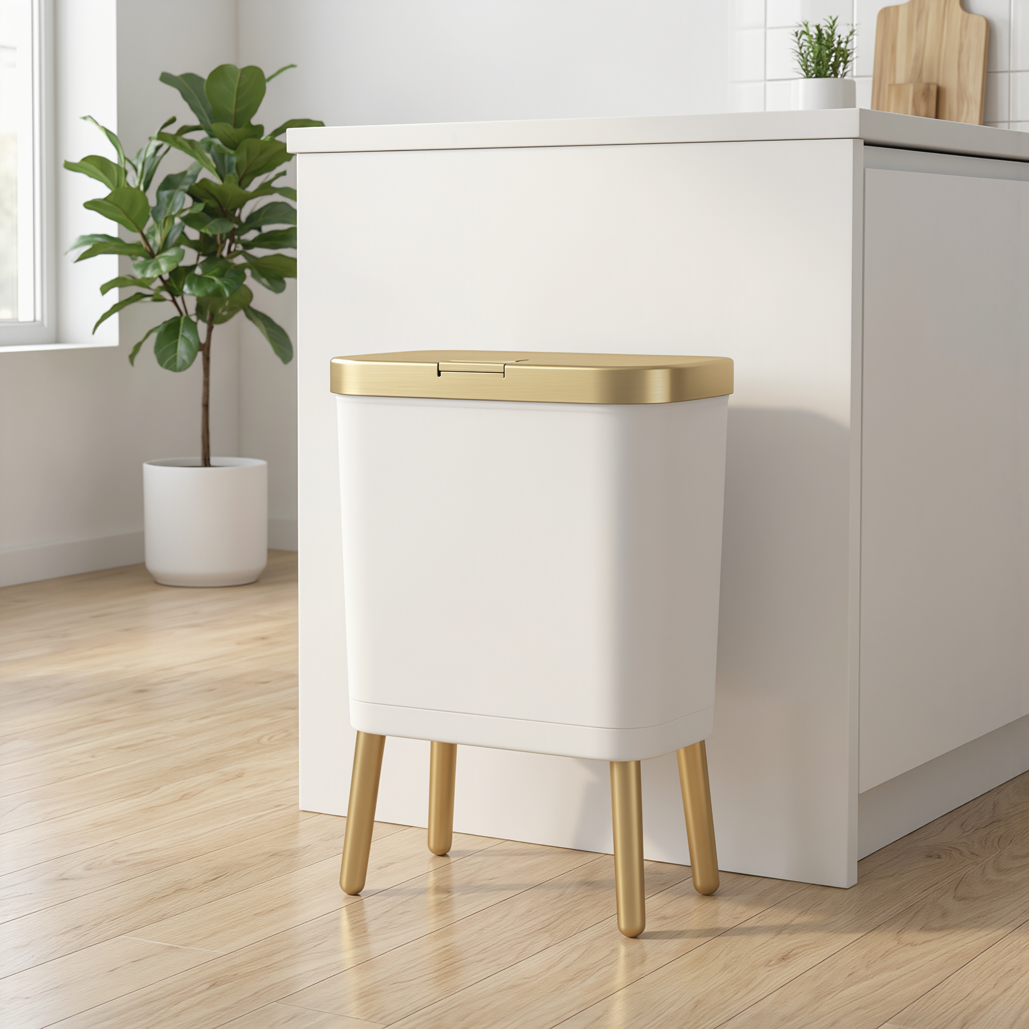 15L Modern Odour-Sealing Trash Can with Elevated Legs | Stylish Waste Bin for Kitchen, Living & Bathroom