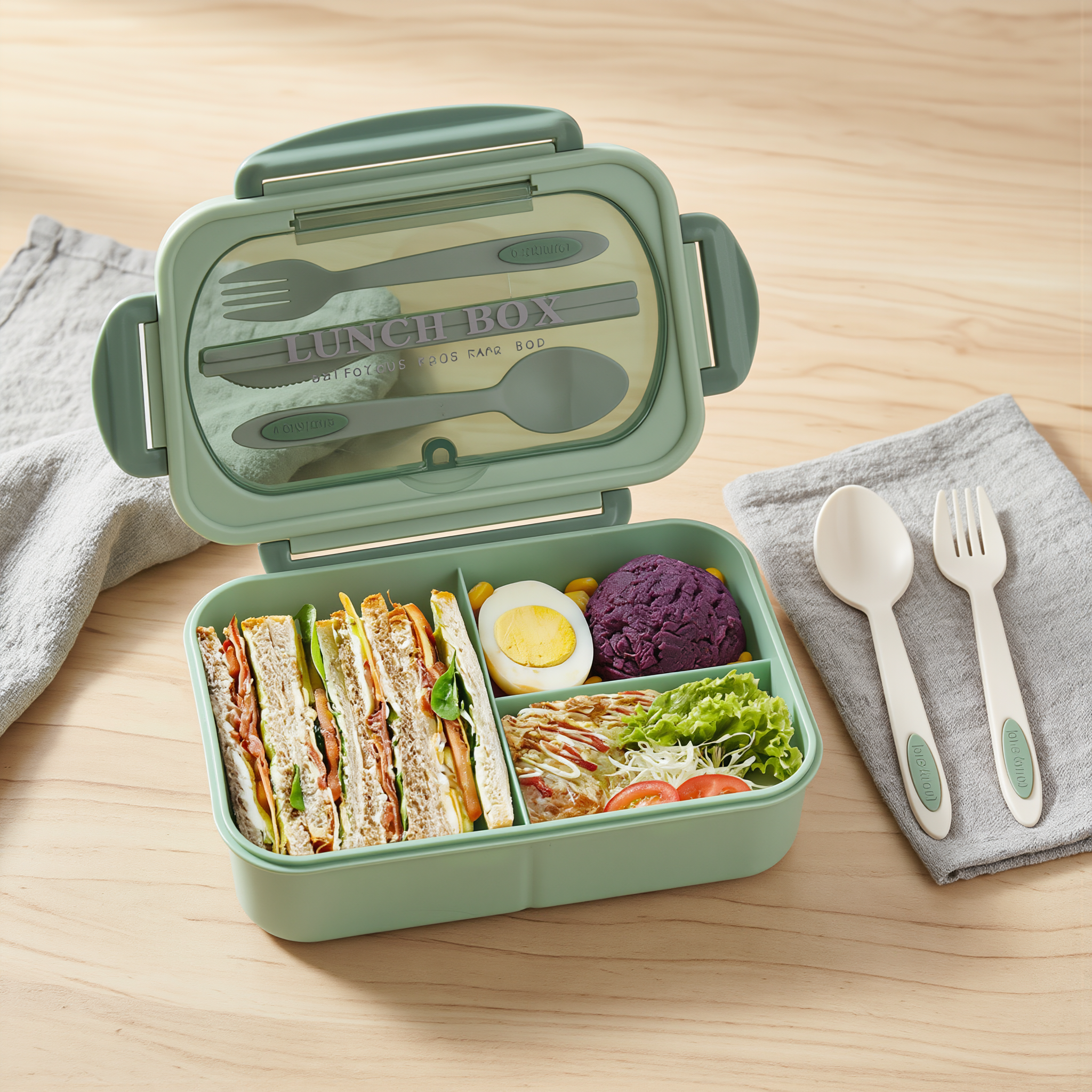 MealMate | Bento Lunch Box with Utensils | 4 Compartments & Leak-Proof Design
