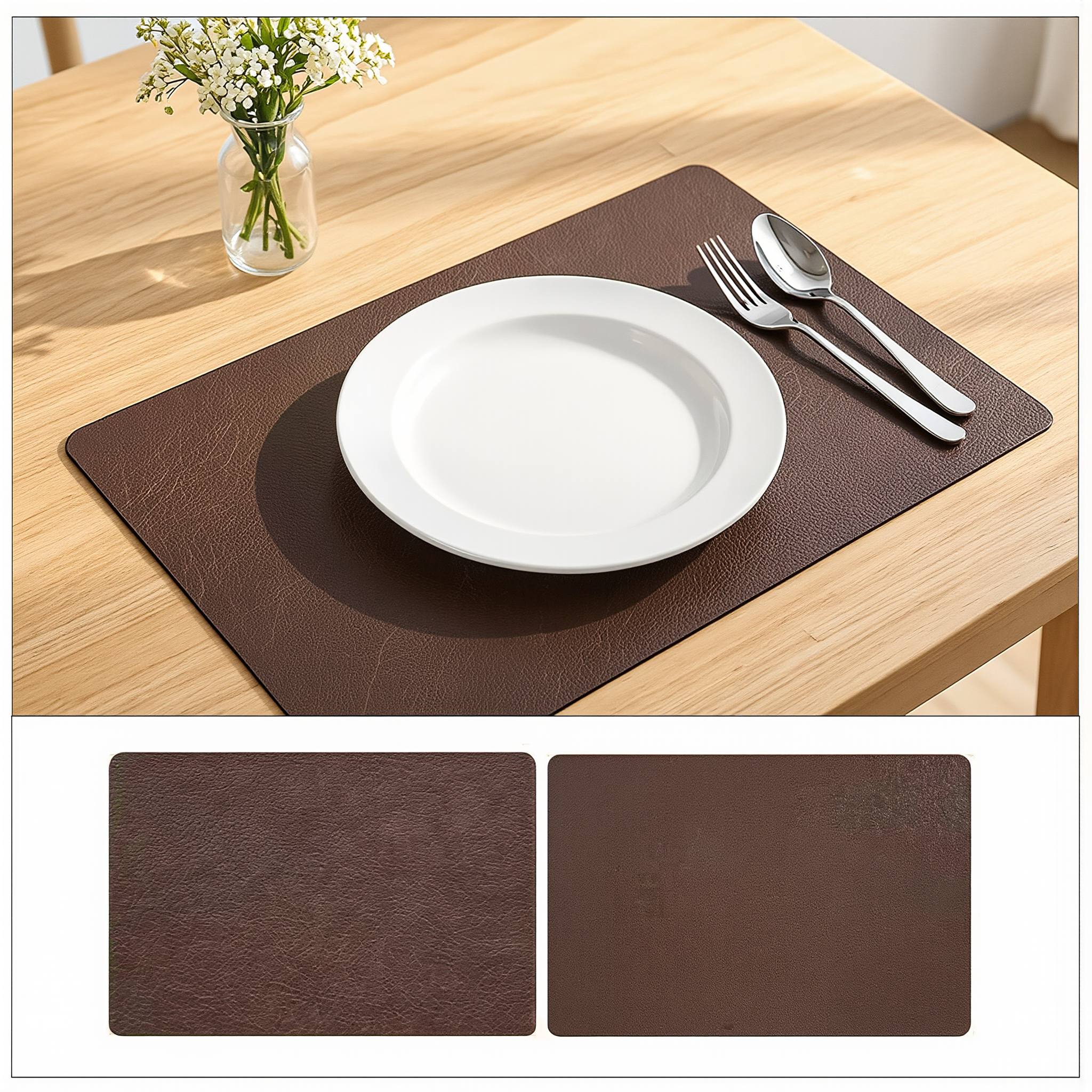DuoMat | Double-Sided Faux Leather Placemats | Heat Resistant & Waterproof