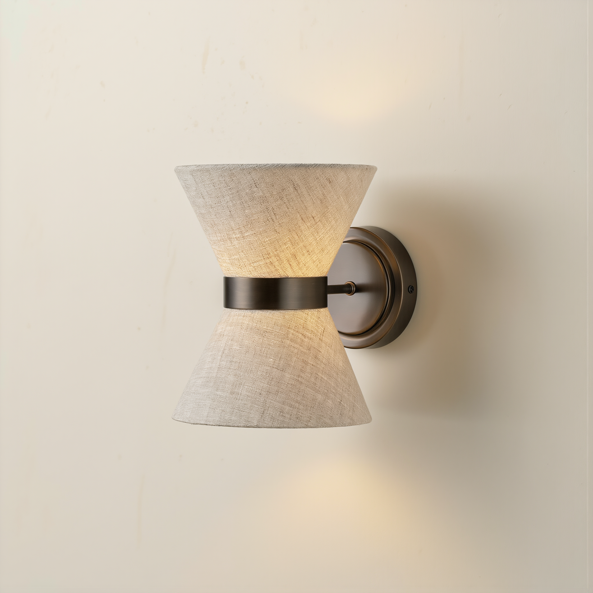 Bronze & Linen Wall Light - lifestyle