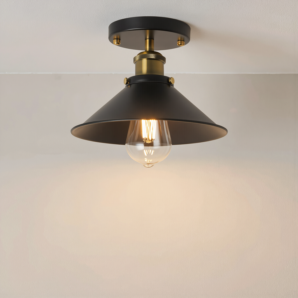 Industrial Black Semi Flush Mount Ceiling Light - lifestyle