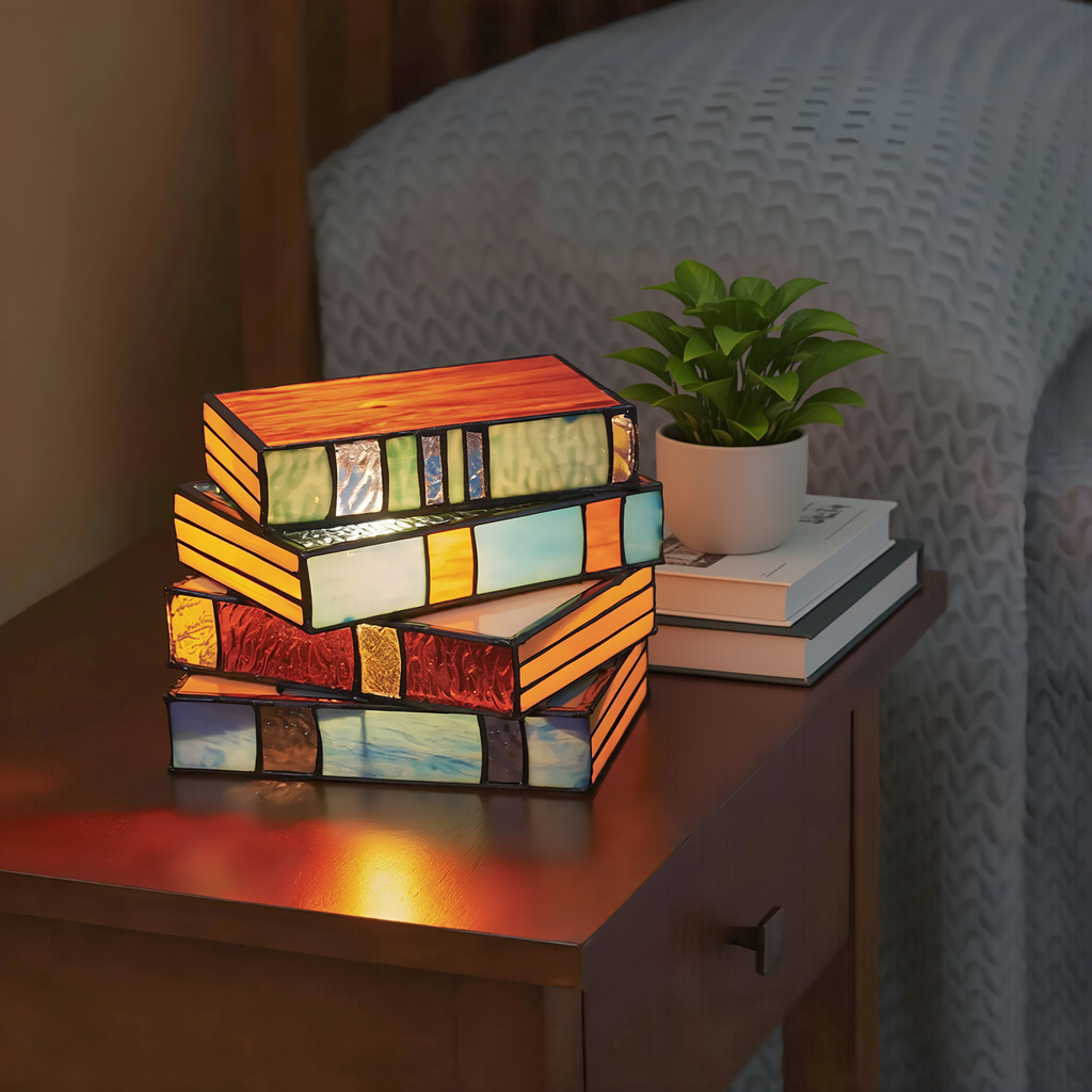 Stained Glass Book Lamp - lifestyle