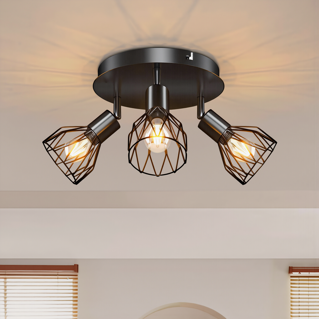Industrial Adjustable Black Spotlight Ceiling Light - lifestyle