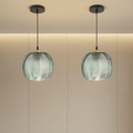 Pumpkin Ribbed Glass Pendant Lamp - lifestyle