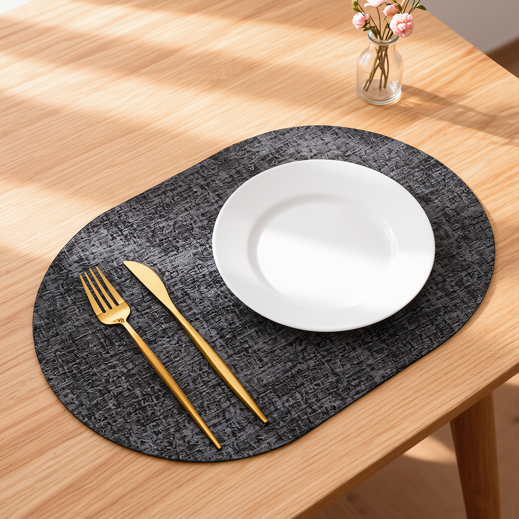 LinoMat | Oval Faux Leather Placemats | Heat Resistant &amp; Non-Slip