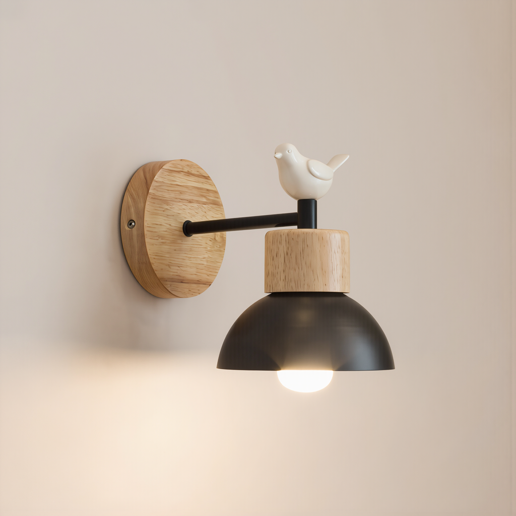 Nordic Wooden Bird Wall Lamp - lifestyle