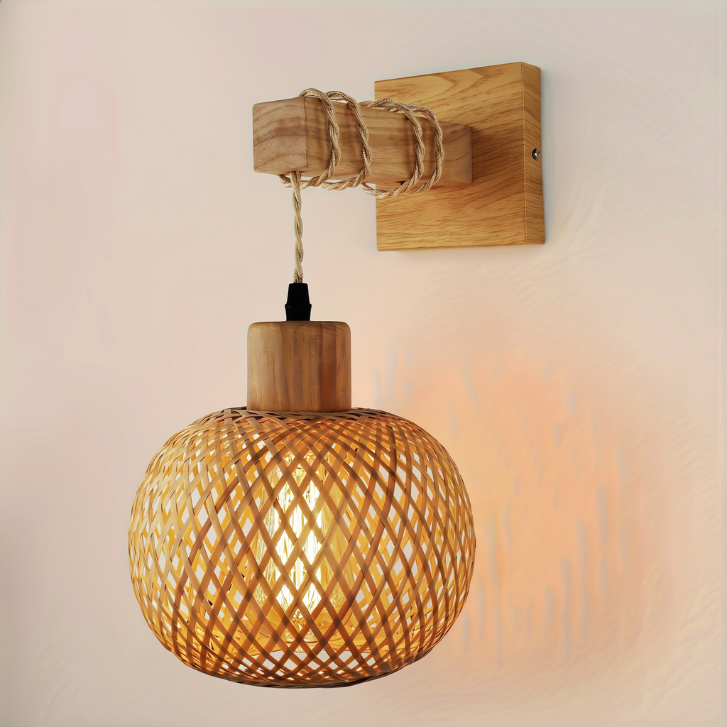 Rustic Wooden Wall Sconce - lifestyle