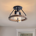 Industrial Wood Ring Ceiling Light - lifestyle
