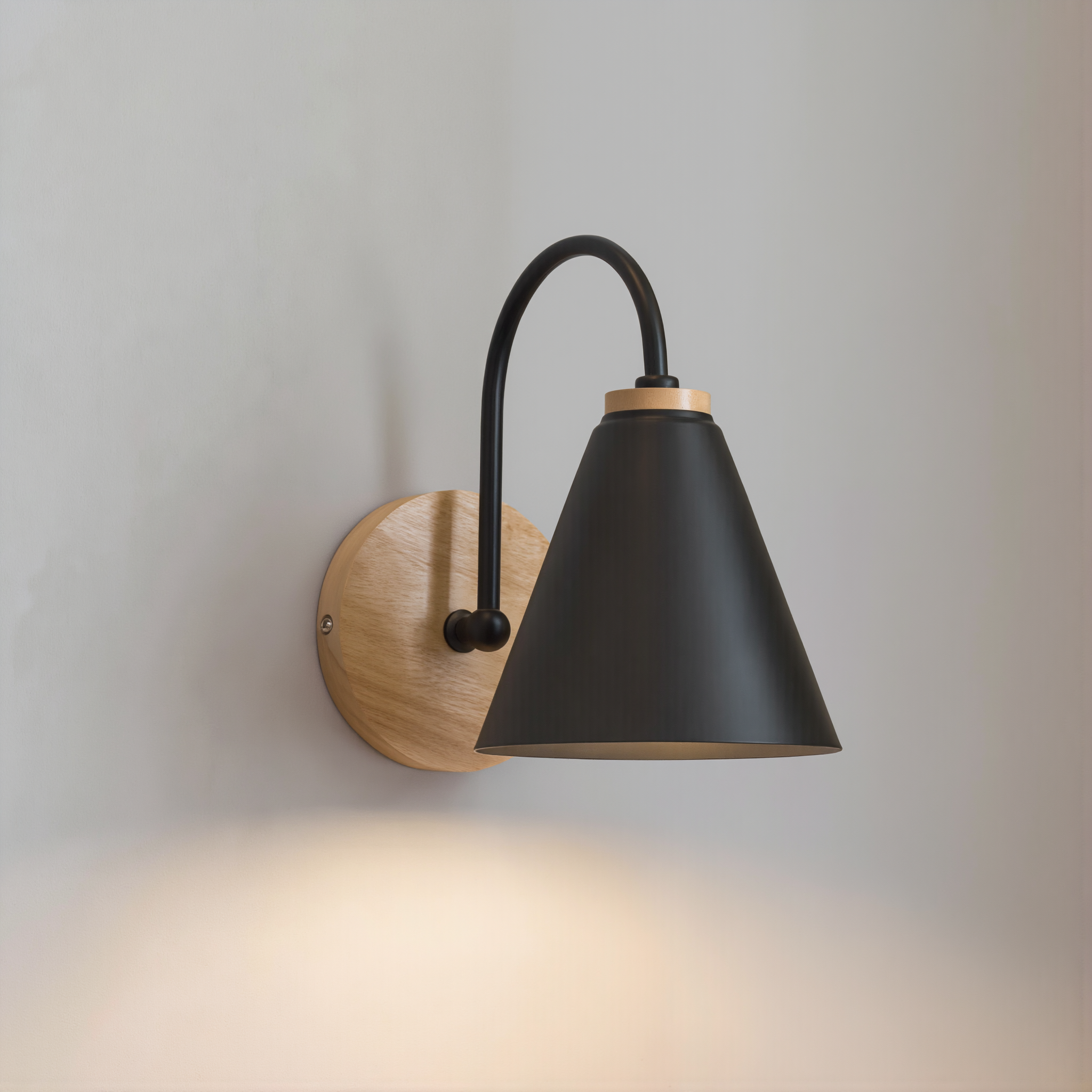 Nordic Beam Scandinavian Wood & Iron Wall Light - lifestyle