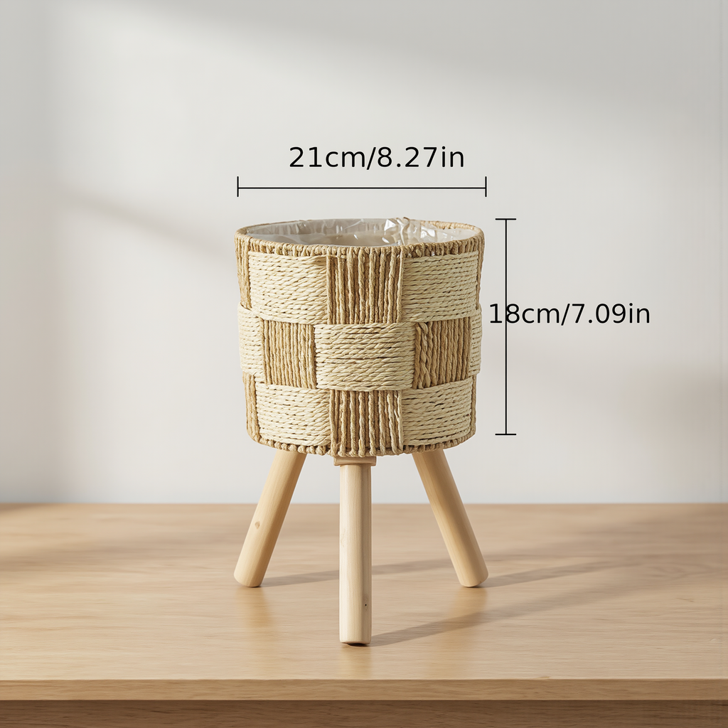 Bohemian Bamboo Woven Flower Stand - lifestyle