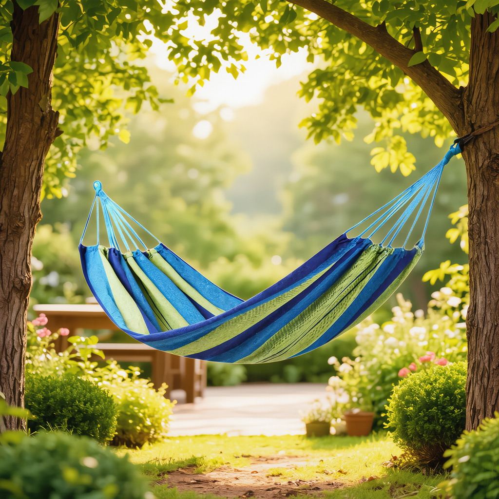 Canvas Hammock | Striped Double Swing Bed – Indoor & Outdoor Camping Hammock