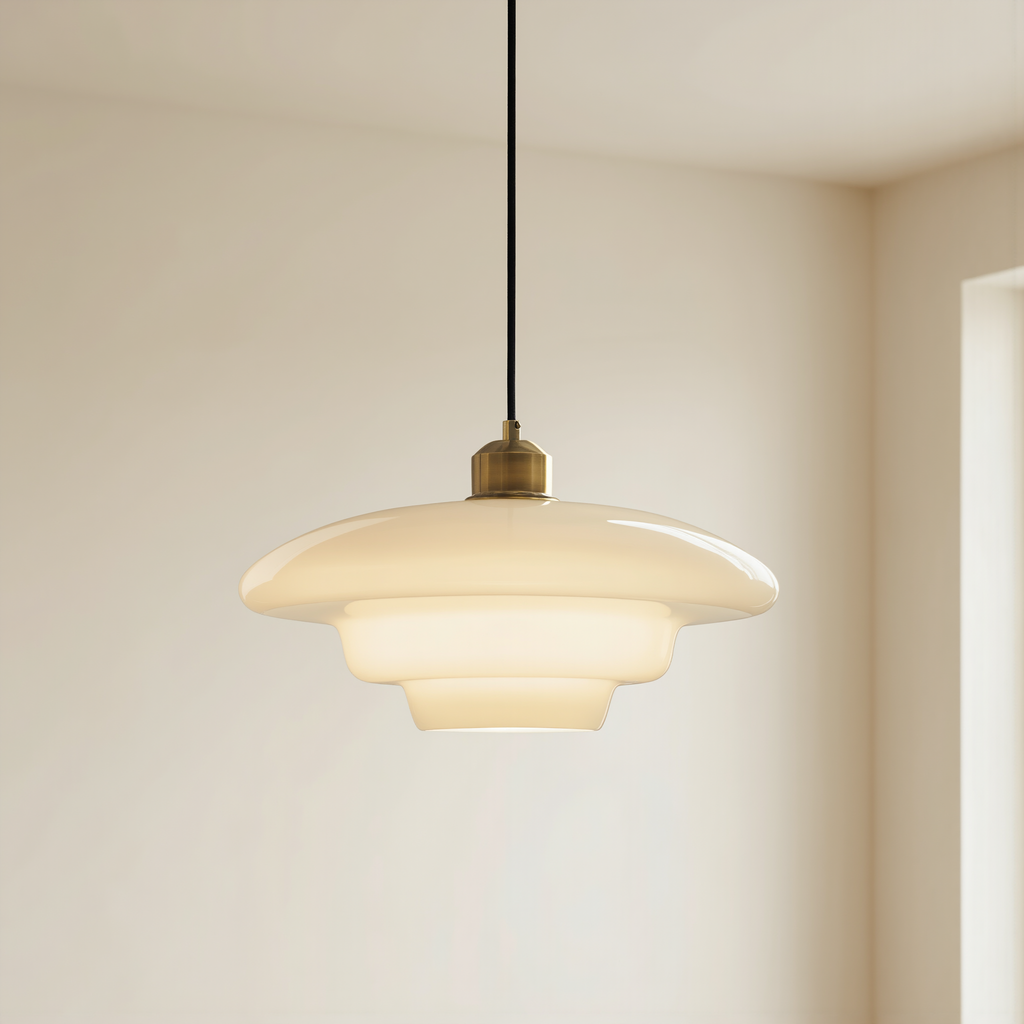 White Glass Pendant Light - lifestyle
