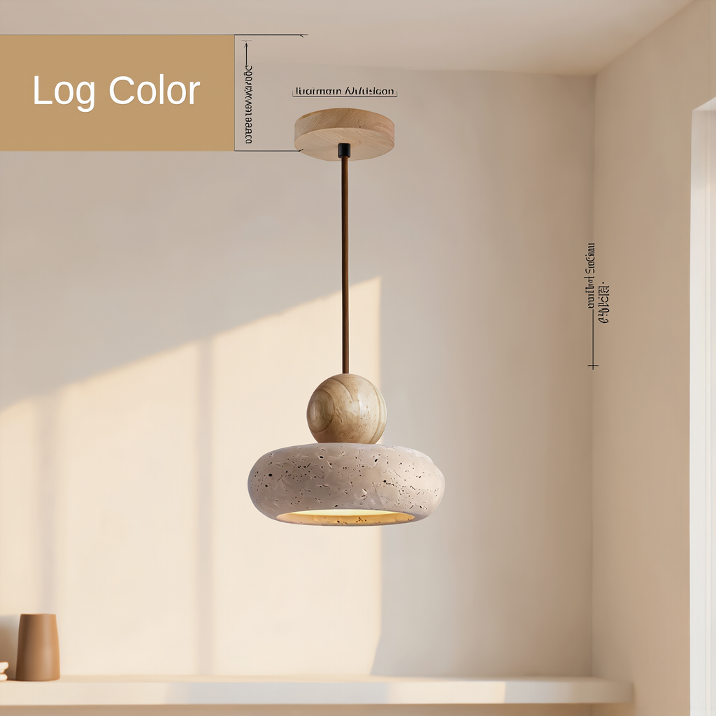 Natural Stone & Wood Pendant Light - lifestyle