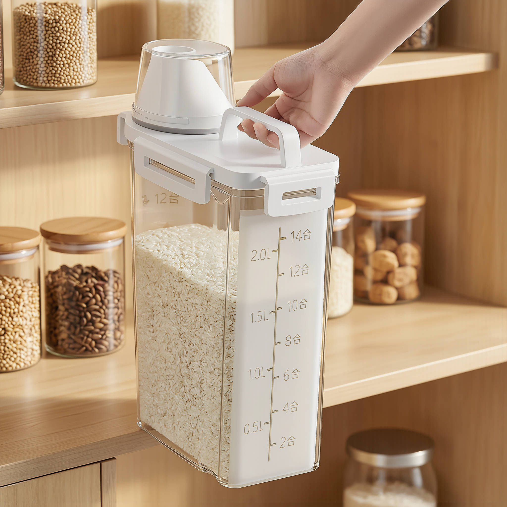 Airtight Grain Storage Container | 2.5L Rice, Cereal & Flour Dispenser with Measuring Cup