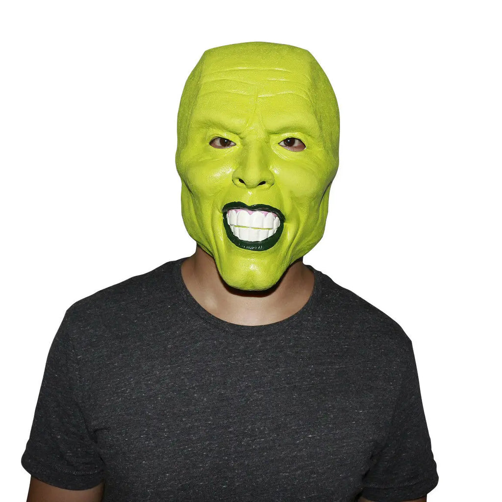 Green Latex Mask Jim Carrey Movie Fancy Dress Loki The Mask Halloween Accessory