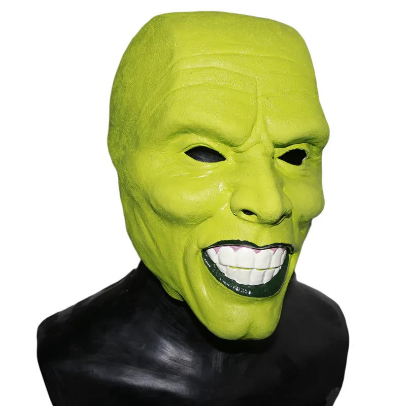 Green Latex Mask Jim Carrey Movie Fancy Dress Loki The Mask Halloween Accessory