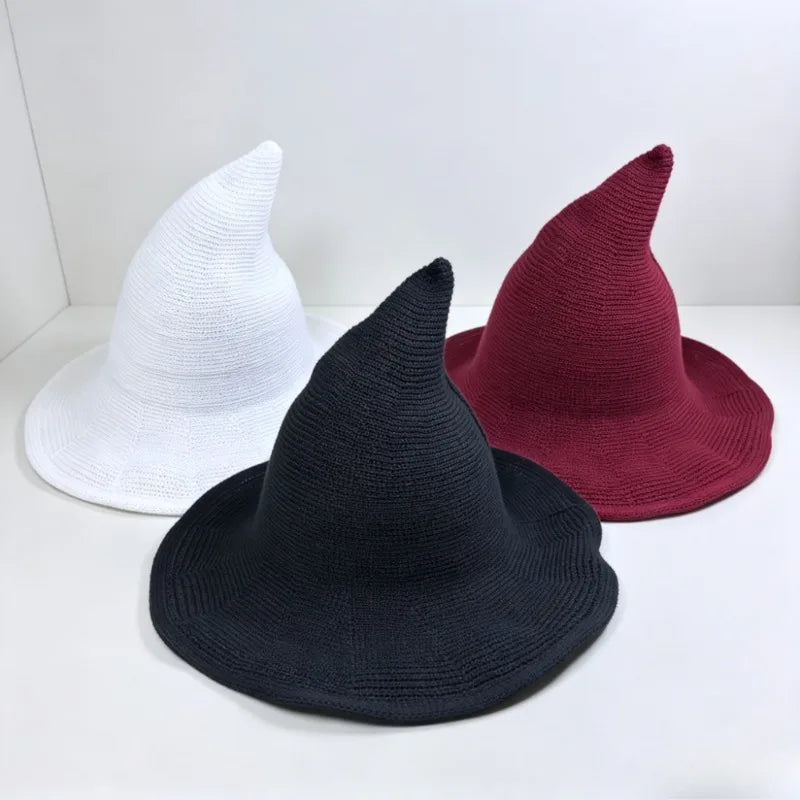 Halloween Witch Hat, Foldable Knitted Women'S Hat, Halloween Party Hat, Magic Hat, Festival Party, Role-Playing, Decoration