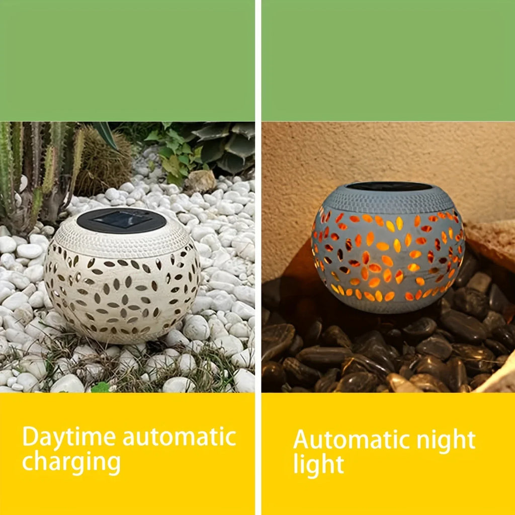 Solar LED Garden Lantern - Elegant Metal lantern solar Powered Lamp Waterproof Shadow Projection for Outdoor Garden Patio Light