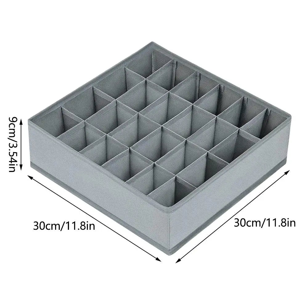 1pc Fabric Storage Box with 24 Compartments - Foldable Stackable Organizer for Socks Ties Underwear Space-Saving Drawer Divider
