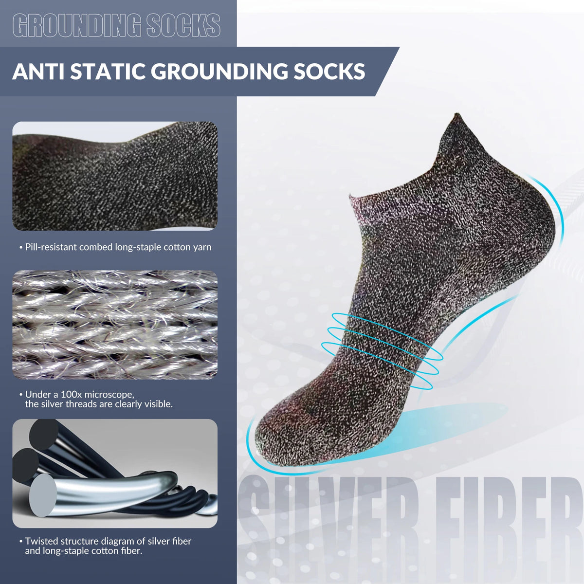 Grounding Socks | Silver-Infused Conductive Earthing Socks, 2 Pairs
