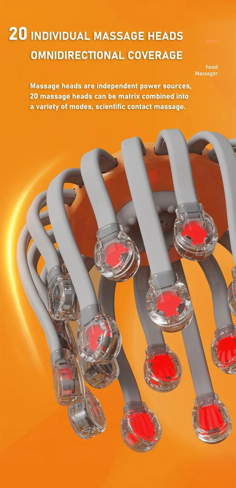 20-Head Scalp Massager | Red Light Vibrating Octopus Head Massager